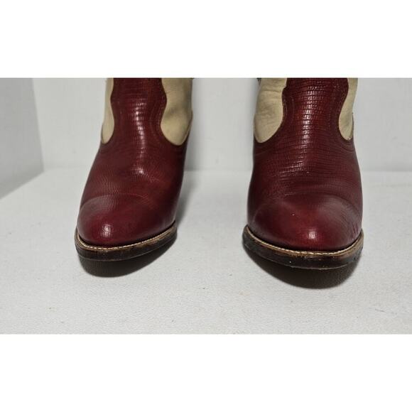 Vintage FRYE Tan Red Leather Bench Crafted Cowgirl Western Ladies Boots Sz 6B - Picture 3 of 16